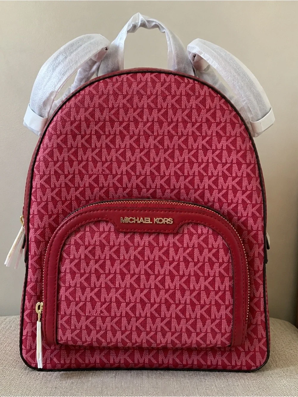 Michael Kors Red/Pink Signature MK Monogram Backpack